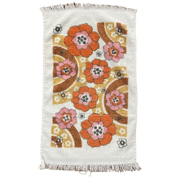 Vintage 1970s Floral Terrycloth Hand Golf Bar Towel - Picture 1 of 7